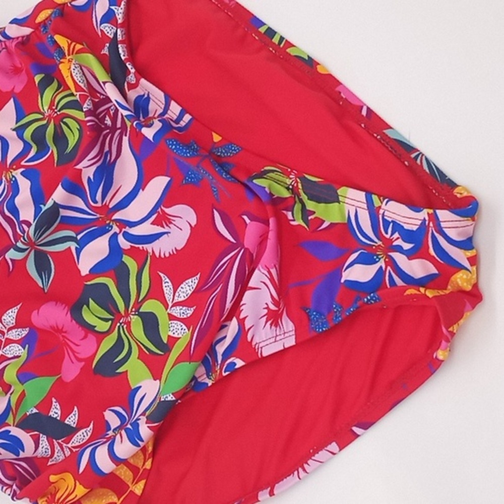 Sold! Caribbean Joe Tropical Print One Piece Swimsuit Red‎ 14 NWOT - Picture 4 of 13